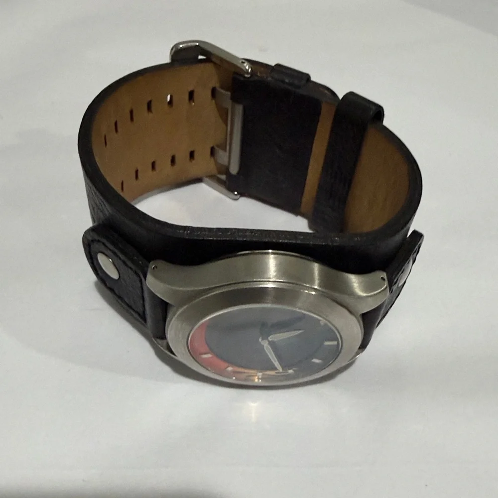 Rare Y2K Fossil Big Tic JR-8200 Flame Watch Leather Band